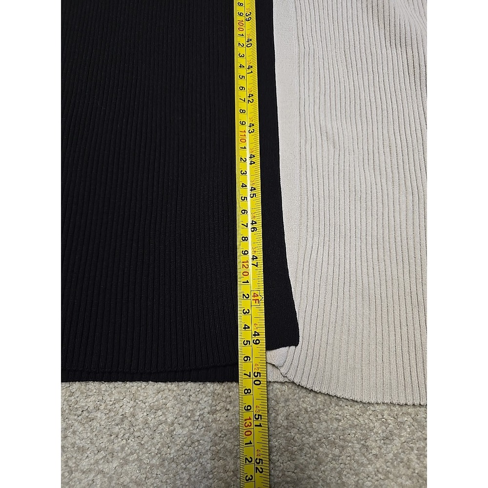 STAUD Shoko Sweater Cardigan Dress Black Beige Ribbed Long Sleeve Colorblock XL - Picture 7 of 7